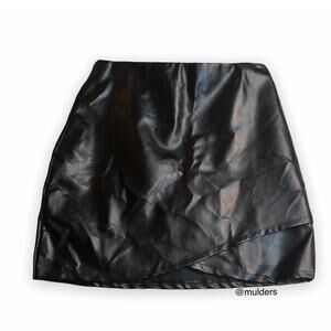 Bishop + Young Black Layered Look Faux Leather Pleather Short Mini Skirt
